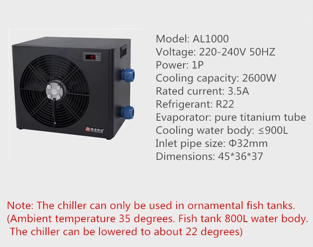 160L 300L 500L Marine Tank Chiller Water Cooling Machine Suitable Aquarium for Reef Coral Jellyfish Shrimp Water Plants