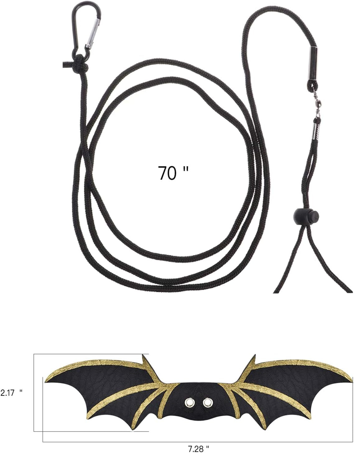 Adjustable Bearded Dragon Leather Harness Leash (S/M/L 3 Chest Pack) with Cool Wings for Lizard Reptiles Amphibians and Other Small Pet Animals