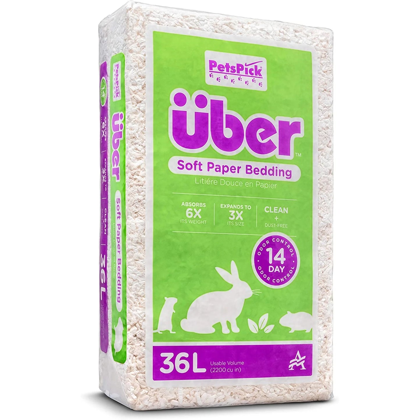 (4 Pack) 36L White Uber Pet Bedding, Hamster, Rabbit, Rat