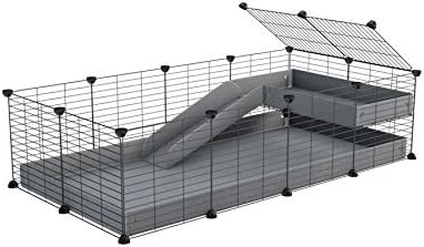 C&C Cage for Guinea Pig 4X2 with Loft & Ramp by - Gray Coroplast