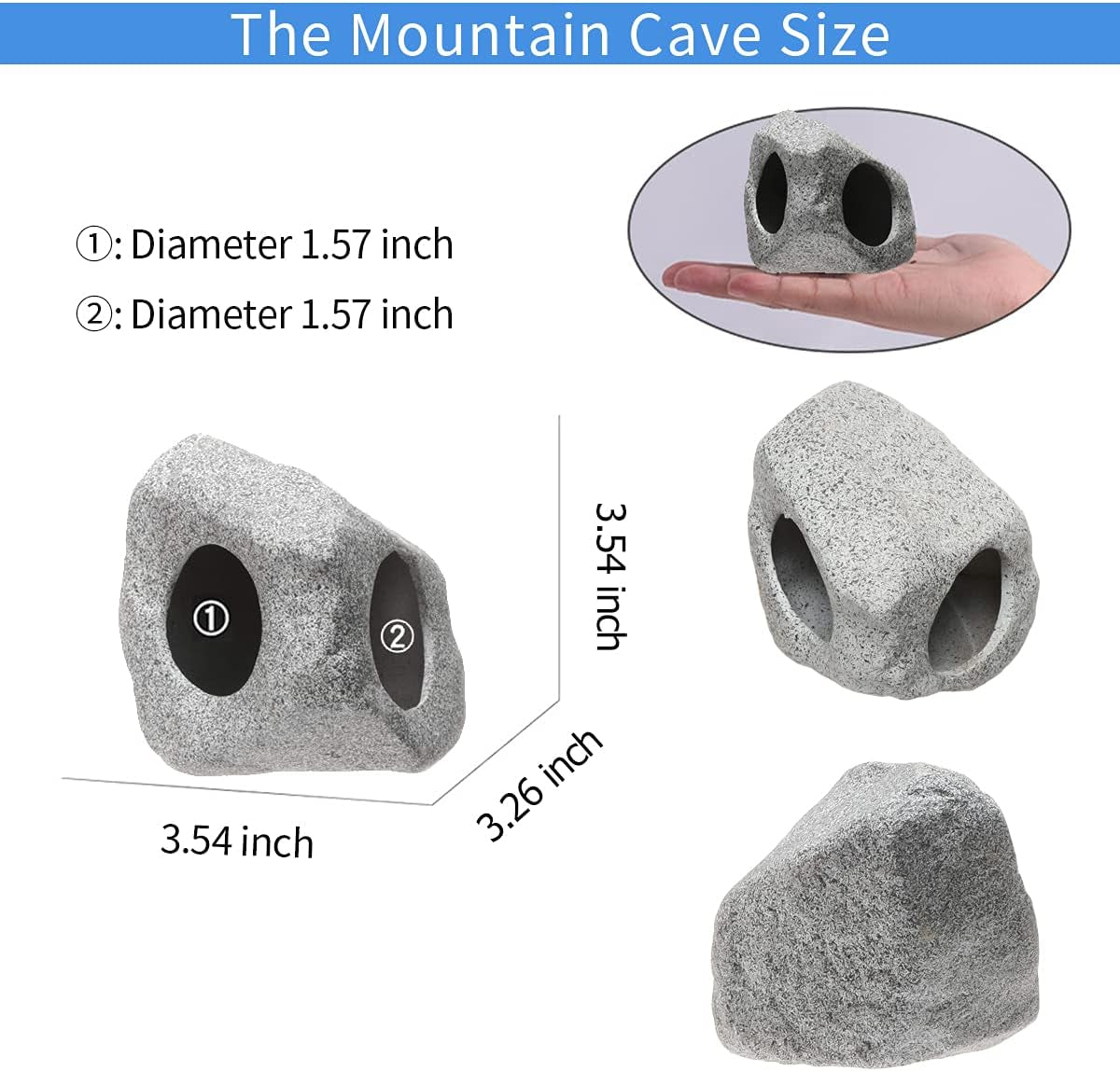 Ceramic Fish Tank Decorations, Betta Fish Tank Accessories Rock Caves, Stackable Aquarium Cichlid Cave, Betta Fish Hideout and House, Small Hiding Rock for Fish Bowl (Mountain Style)