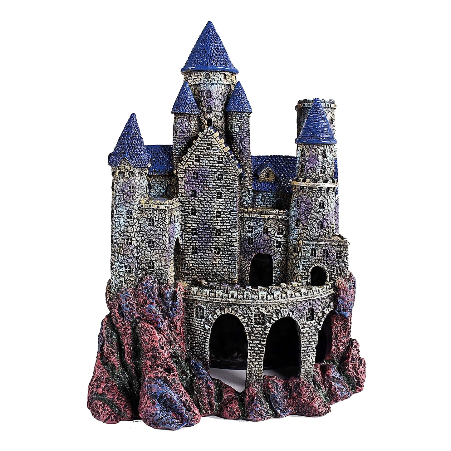 Penn Plax Age-Of-Magic Magical Resin Castle - Large Aquarium Decoration - Blue