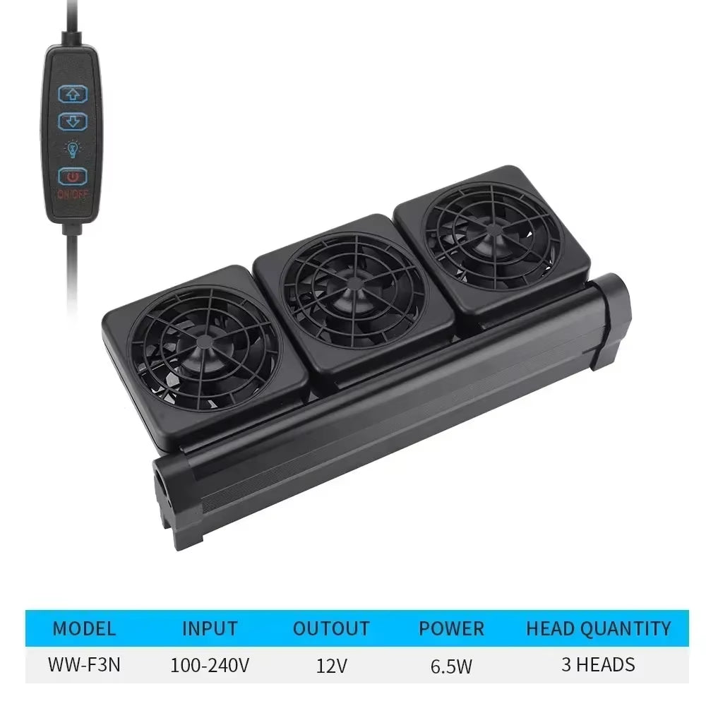Fish Tank Fan Silent Adjustable 8-Speed Wind Speed Automatic Temperature Control Water Cooled Fish Tank Fan Aquarium Accessories