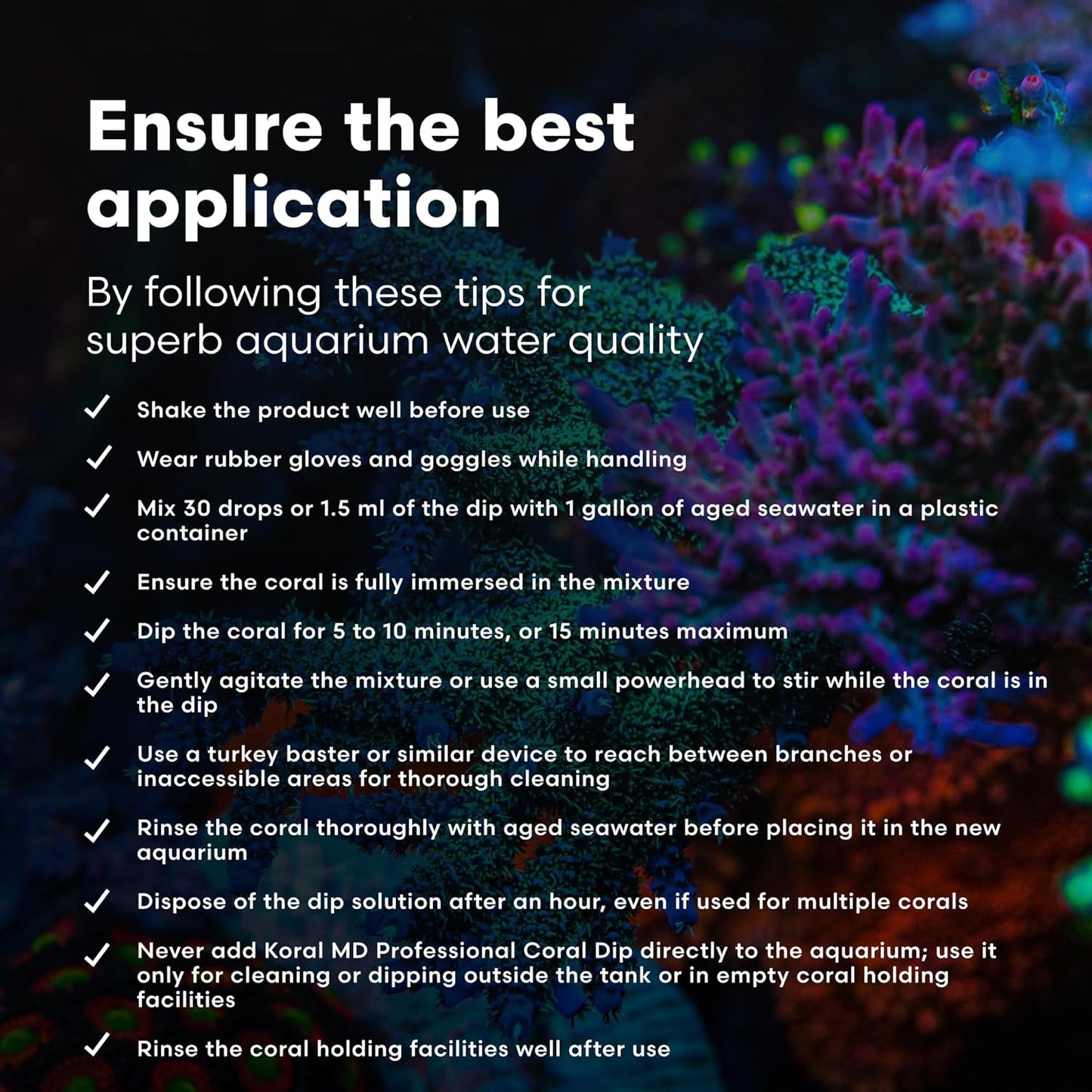 Koral MD Pro - Professional Strength Coral & Frag Dip & Cleaner, Conditioner & Acclimator for Coral Aquarium Tanks - Aquarium Water Treatments & Reef Supplies, 1.01 Fl Oz