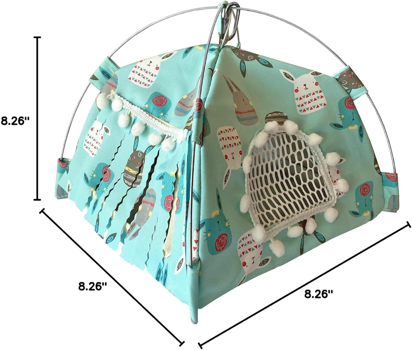 Portable Small Animal Tents House Cave Habitat Hideout with Forest Hidey Curtain for Hamster/Mice/Gerbil Rats/Guinea Pigs Hedgehog Nest Cushion Beds (Blue)