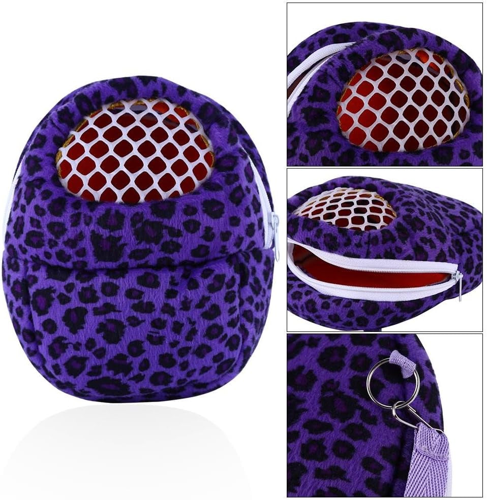 Three Size Small Pets Carrier Bag Hedgehog Hamster Mouse Outgoing Bags Leopard Portable Travel Backpack with S, Yellow-M