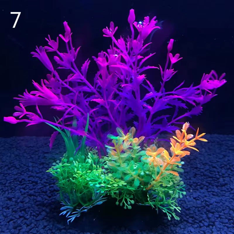 12 Kinds Artificial Aquarium Decor Plants Water Weeds Ornament Aquatic Plant Fish Tank Grass Decoration Accessories 14Cm