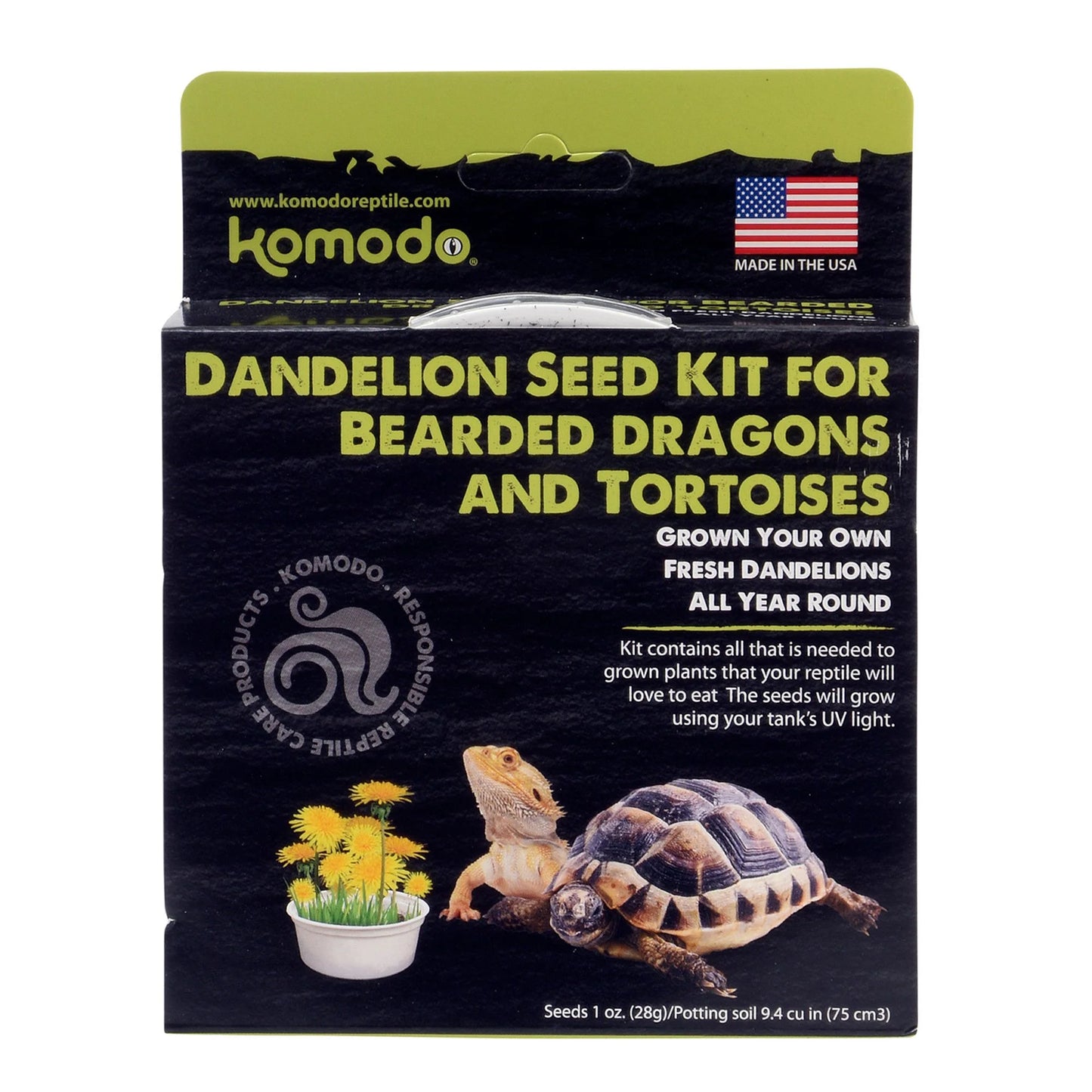 Grow Your Own Dandelion Reptile Food Kit , White Cup with Brown Soil and Dandelion Seeds