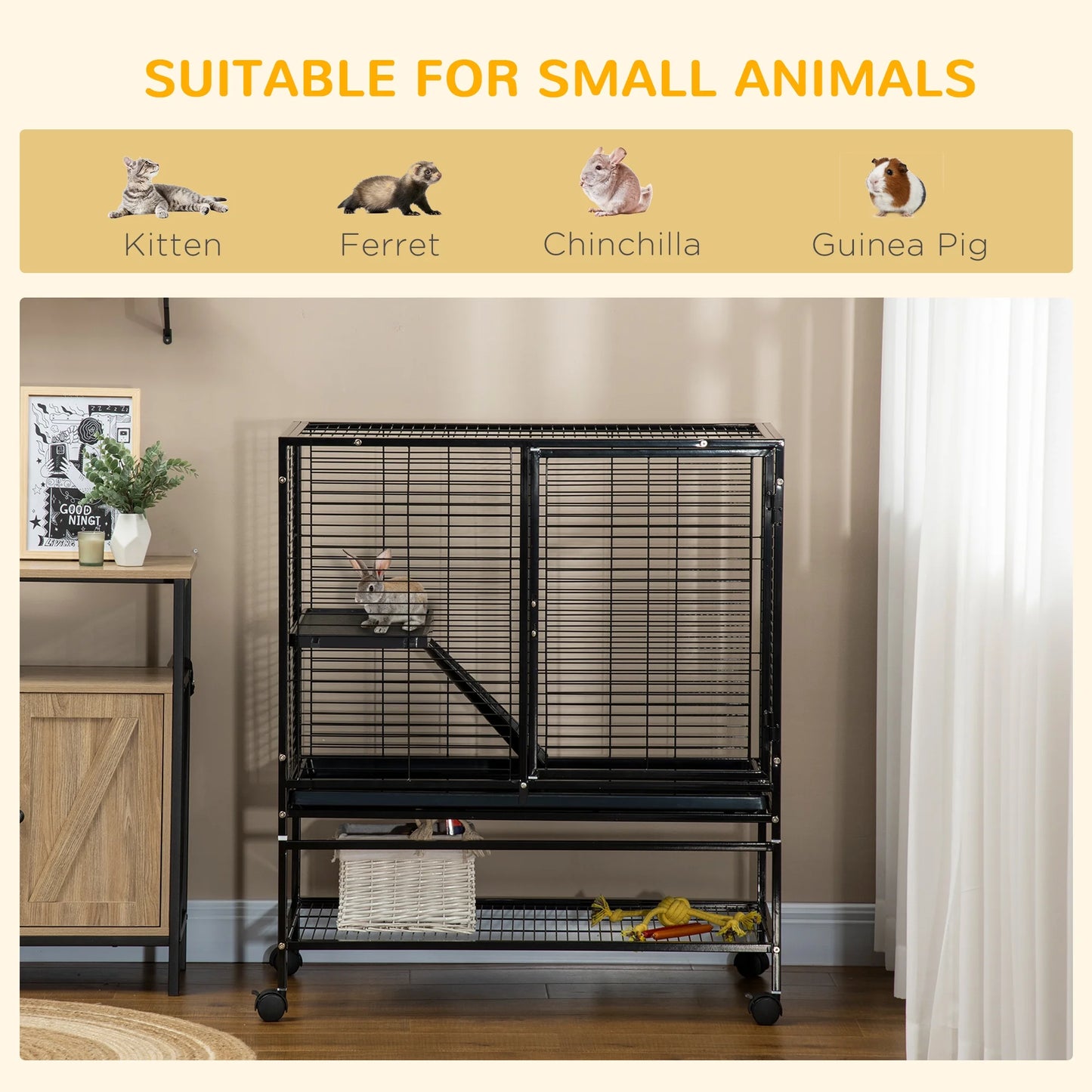 2-Tier Small Animal Cage, Ferret Cage Large Chinchilla Cage