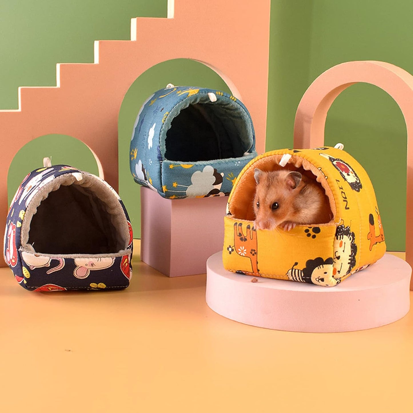 Guinea Pig Bed Cave Cozy Hamster House Hideout Hide House Small Animal Dwarf Rabbits Hedgehog Bearded Dragon Winter Nest Squirrel Hamster Cage Accessories Seaworld L