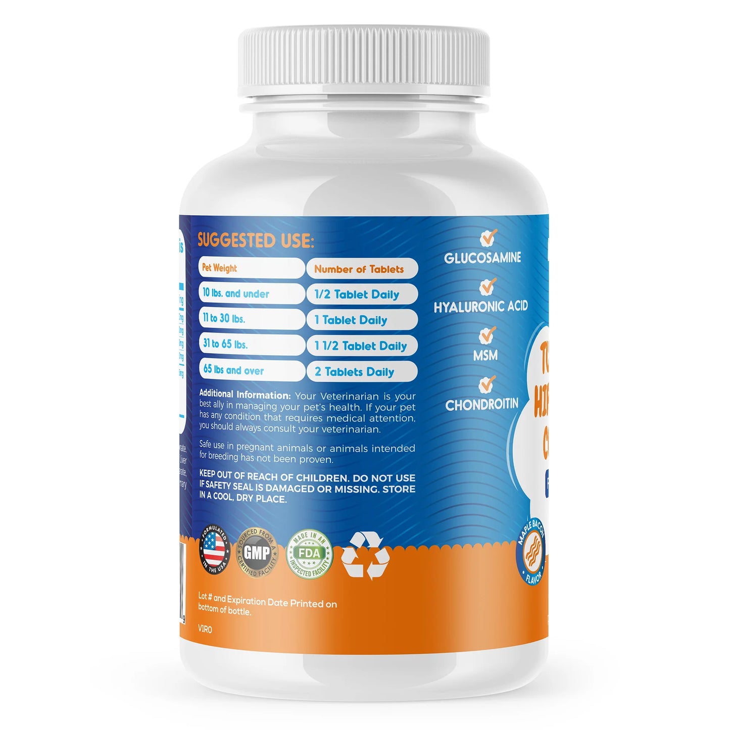 Turmeric Hip & Joint Chewable Tablets for Dogs - Maximum Strength - MSM - anti Inflammatory - Pain Relief - Joint Health - 60 Chewable Tablets