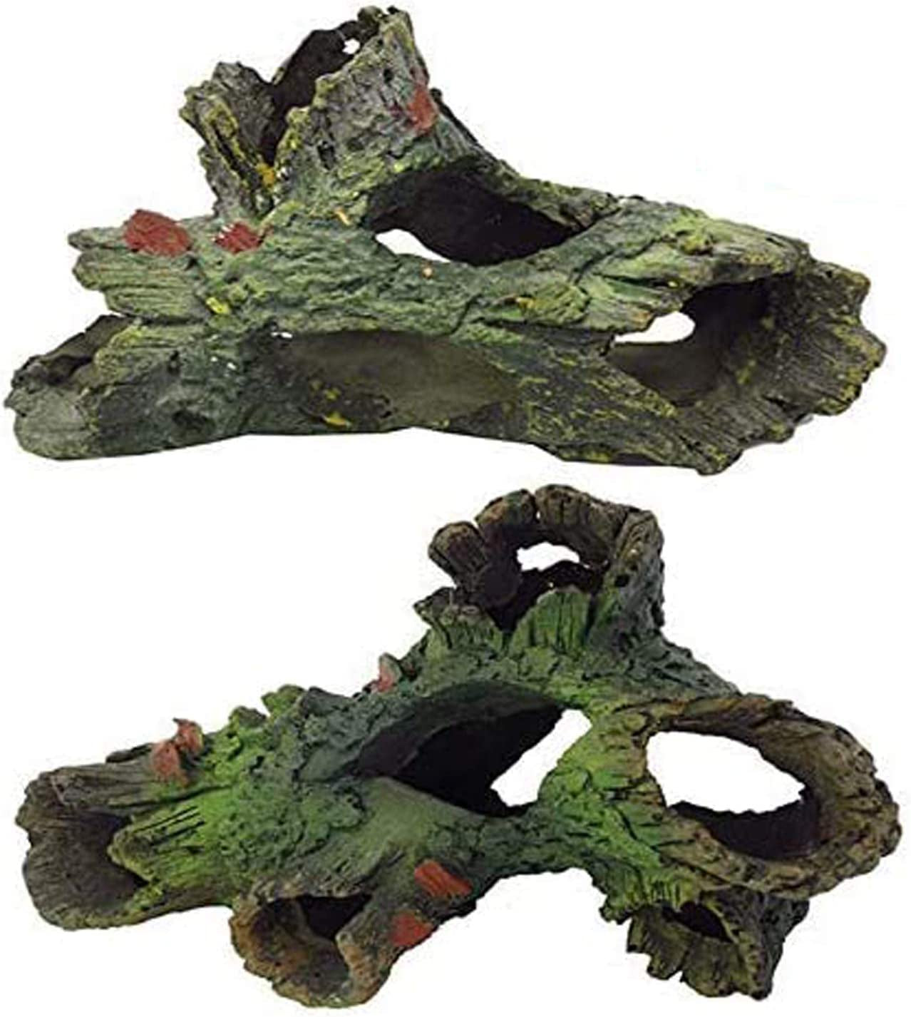 Decaying Trunk Aquarium Ornament, Betta Fish Hideout - Small Resin Aquarium Decoration Log with Holes & Caves