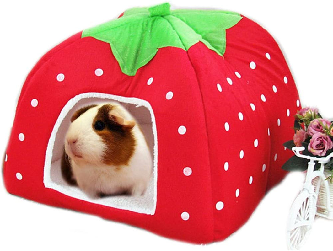 Rabbit Guinea Pig Hamster House Bed Cute Small Animal Pet Winter Warm Squirrel Hedgehog Chinchilla House Cage Nest Hamster Accessories (9X9X10 Inch (Pack of 1), A-Red)