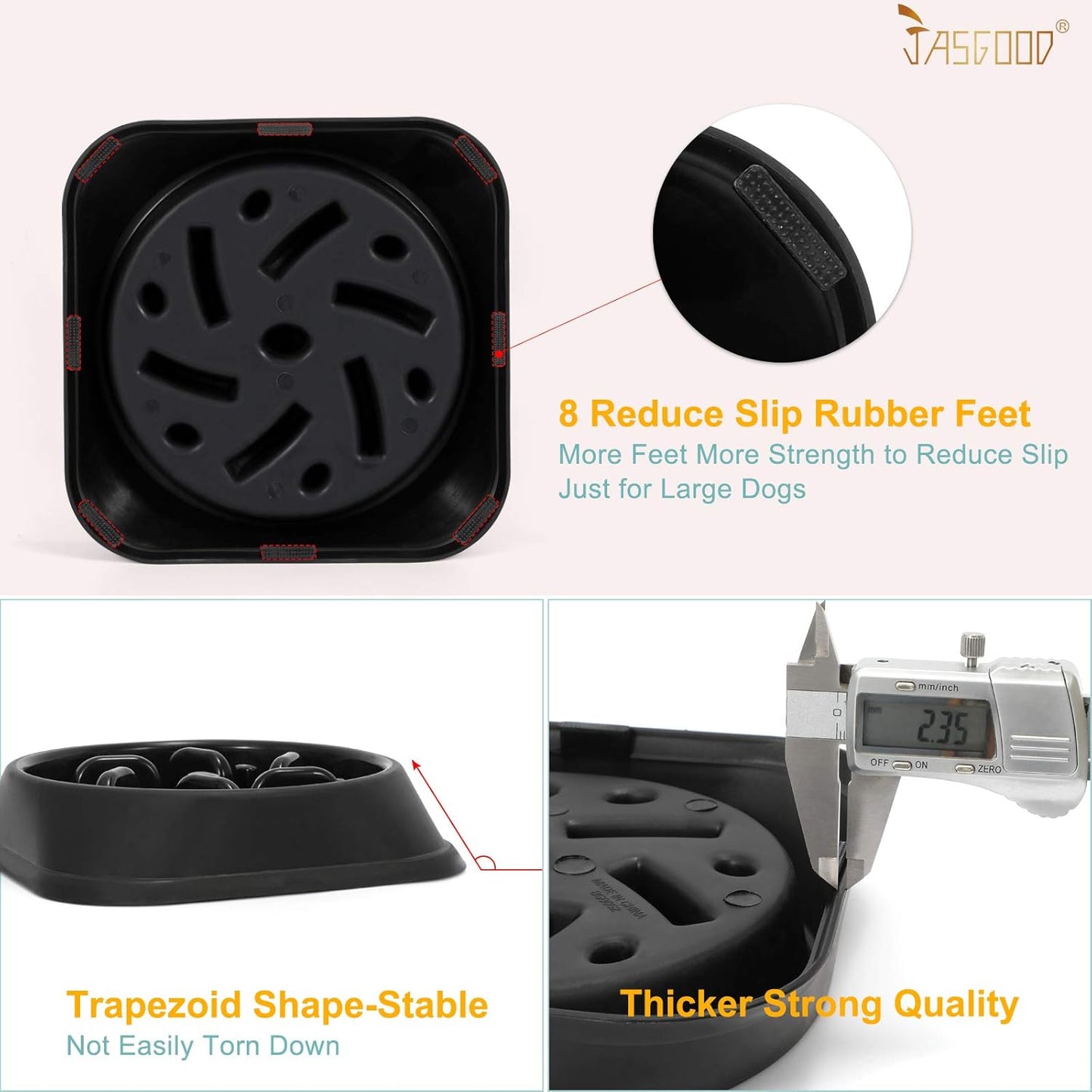 Slow Feeder Large Dog Bowls Slow Eating Pet Bowl Eco-Friendly Non-Toxic Preventing Choking Healthy Design Bowl for Large Dog Pet Stop Bloat Bowl(Black)