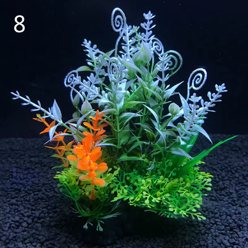 12 Kinds Artificial Aquarium Decor Plants Water Weeds Ornament Aquatic Plant Fish Tank Grass Decoration Accessories 14Cm