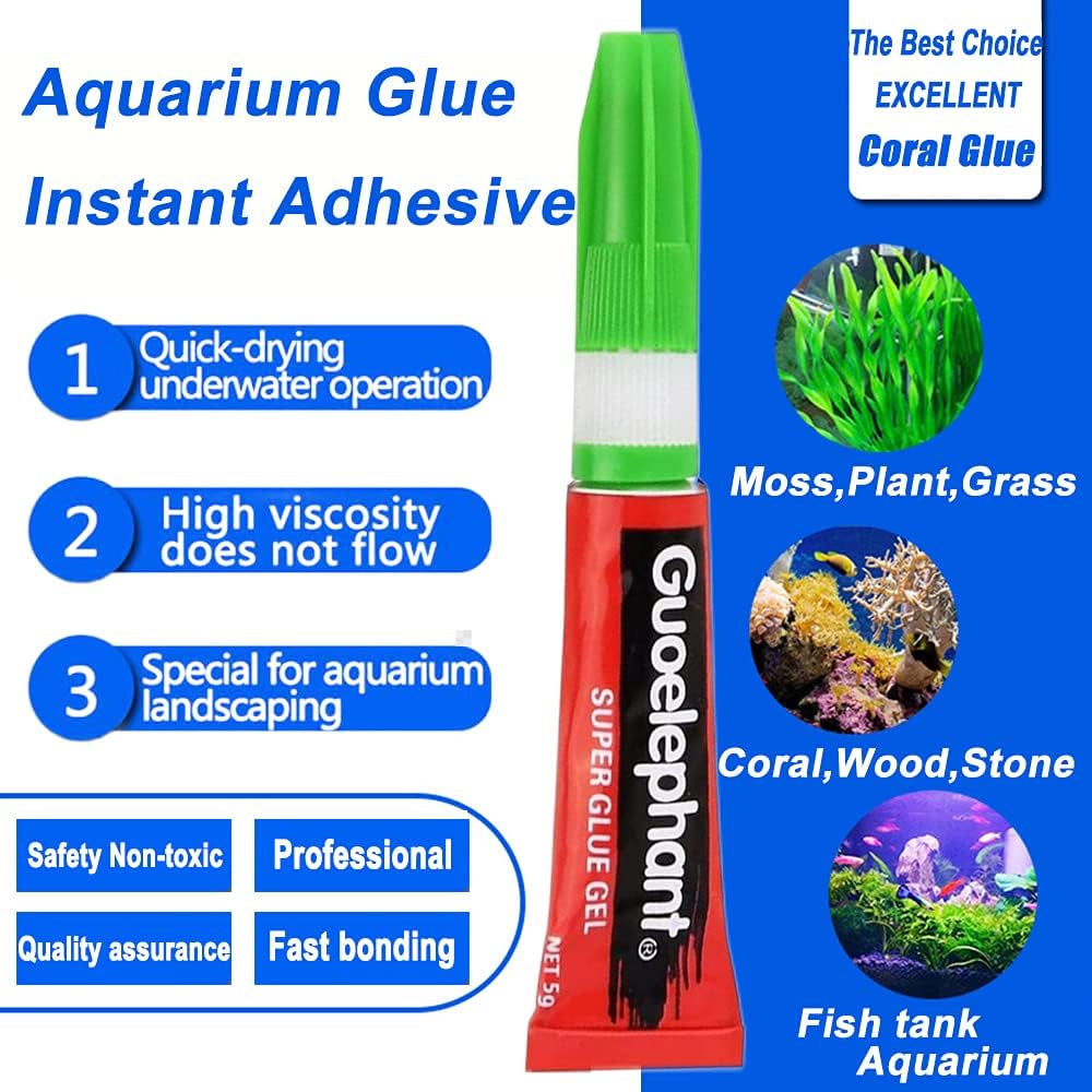 Aquarium Glue,2 Pcs Safe and Quick-Drying Aquascape Water Plant Glue for Corals Aquascaping Instant Glue for Plants, Moss, Coral, Stone, Wood,Coral, Non-Toxic, Fresh and Salt Water-Green Color