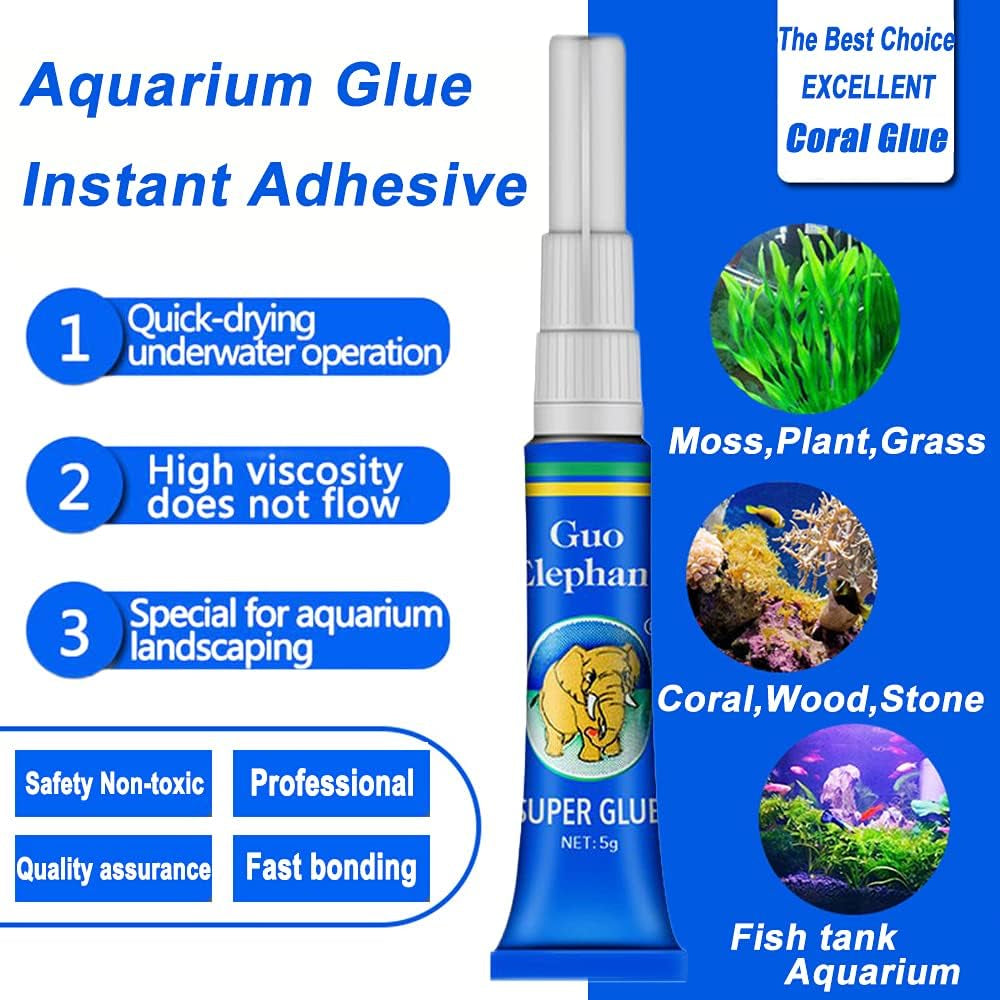Aquarium Glue,2 Pcs Safe and Quick-Drying Aquascape Water Plant Glue for Corals Aquascaping Instant Glue for Plants, Moss, Coral, Stone, Wood,Coral, Non-Toxic, Fresh and Salt Water-Multiple Color
