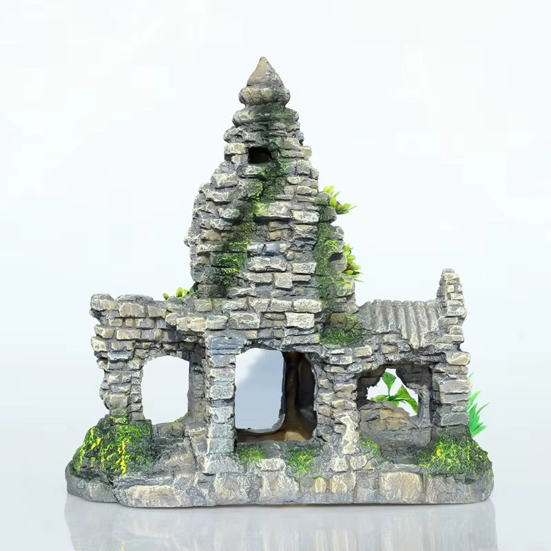 Ancient Buddha Temple Cambodia Four-Faced Shelter House Decor for Aquarium Castle Decoration Aquascaping
