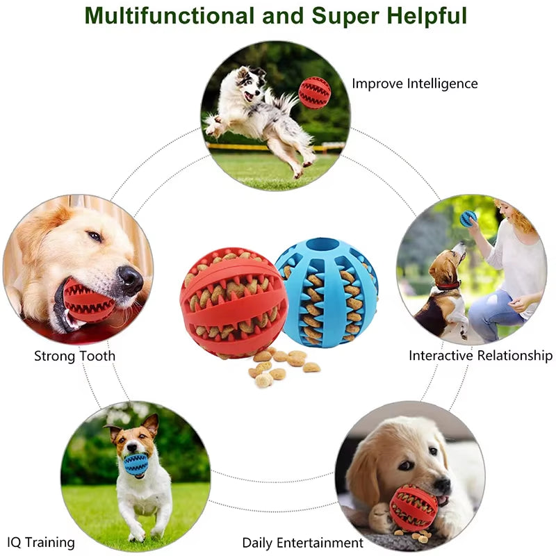 Pet Dog Toys Natural Rubber Food Ball Toy Soft Tooth Clean Treat Ball for Small Dog Cat Interactive Elasticity Puppy Chew Toy