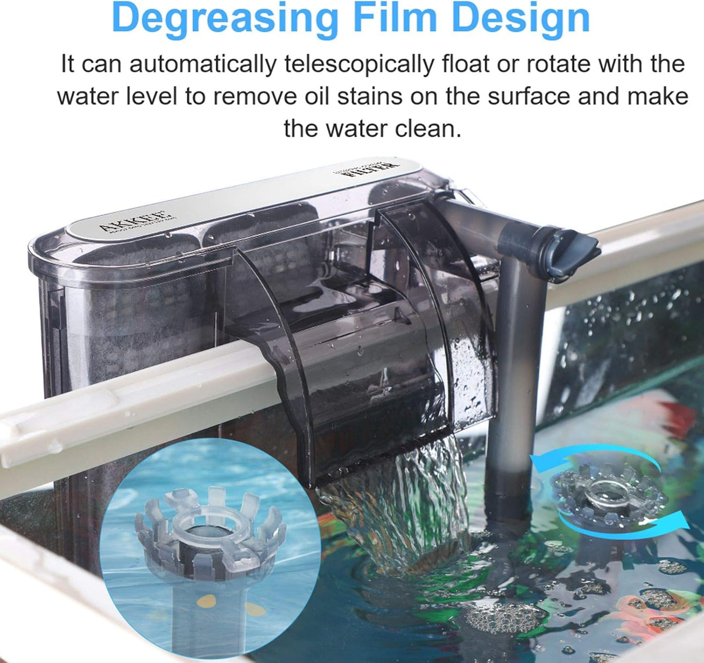 Fish Tank Filter for Aquariums, Ultra Quiet Hang on Aquarium Filters Waterfall Water Adjustable Filter for 5 To15 Gallons Small Fish Tank