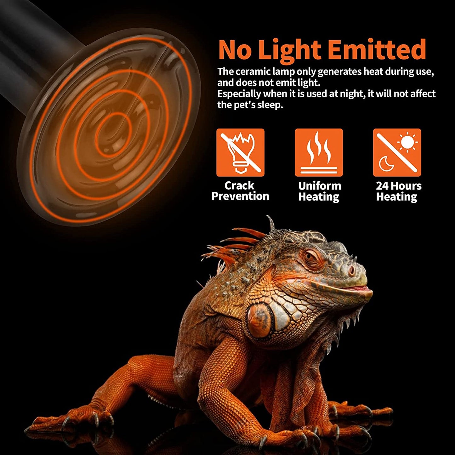 75W Ceramic Heat Emitter, Reptile Heat Bulbs, Ceramic Heat Lamp for Reptiles, Amphibian, Chicken, Dog, Cat (2-Pack)