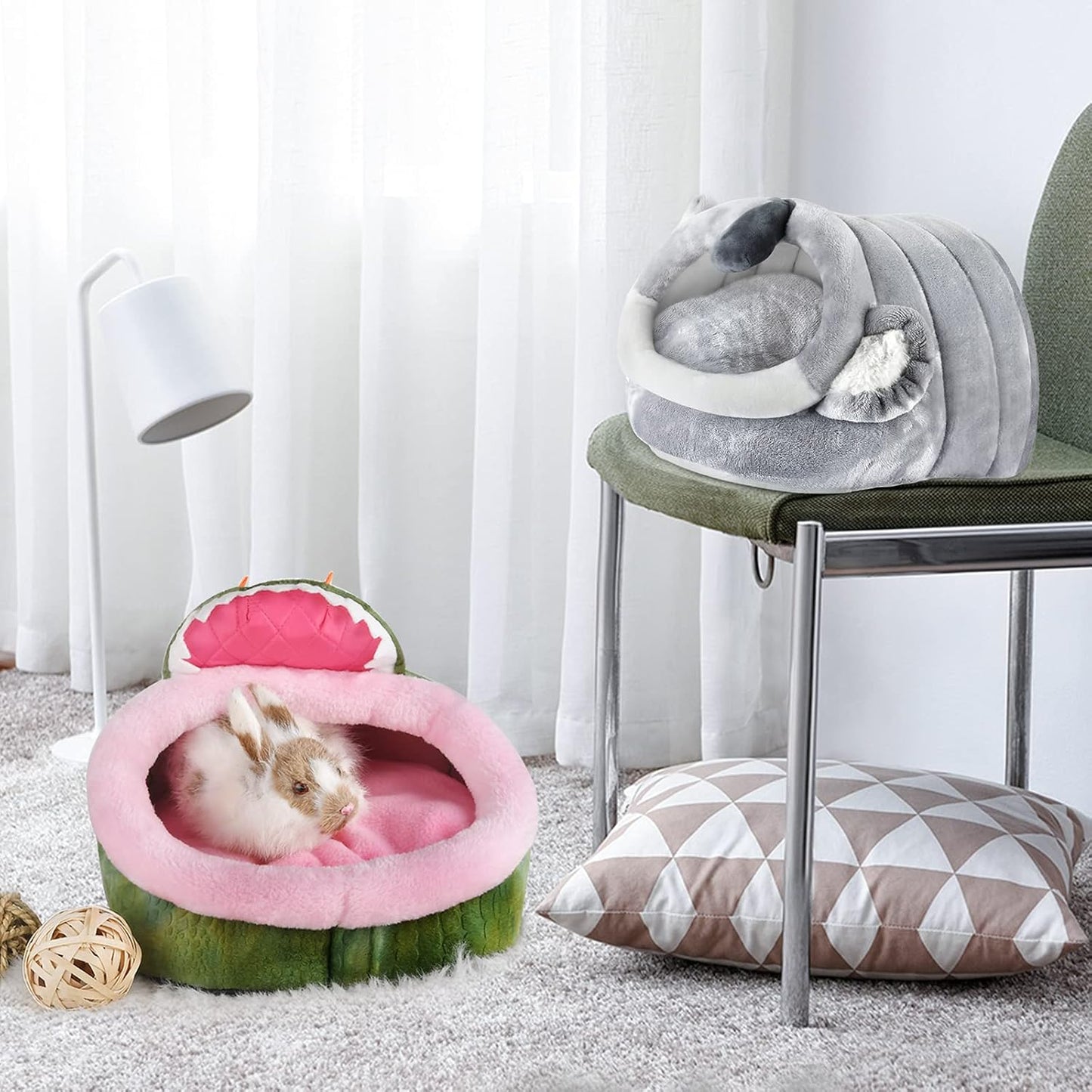 Small Animal Bed House with Bed Mat, Lovely Design and Super Soft & Warm, Made for Rabbit, Guinea Pig, Hamsters & Bunny (Koala)