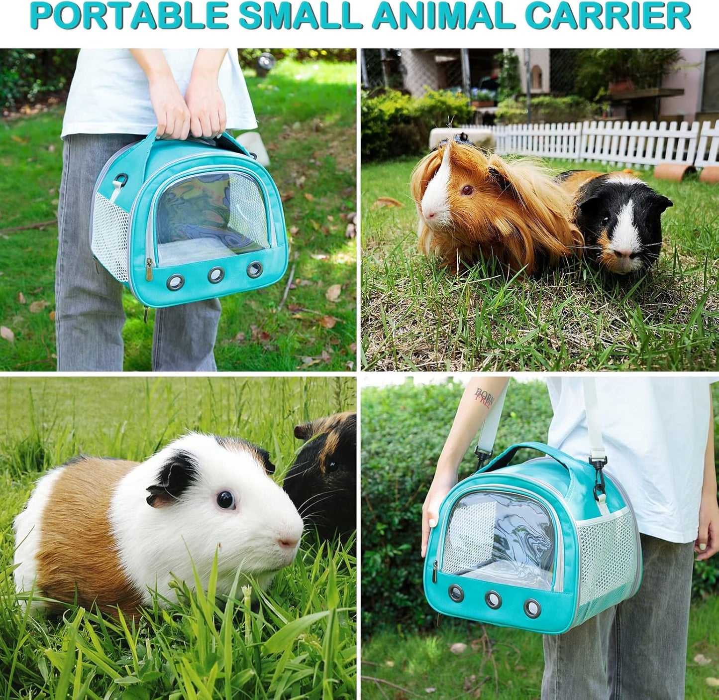 Small Animal Carrier Bag Guinea Pig Carrier Large Size,Portable Bag with Strap for Hedgehog Squirrel Chinchilla (Upgraded Version)