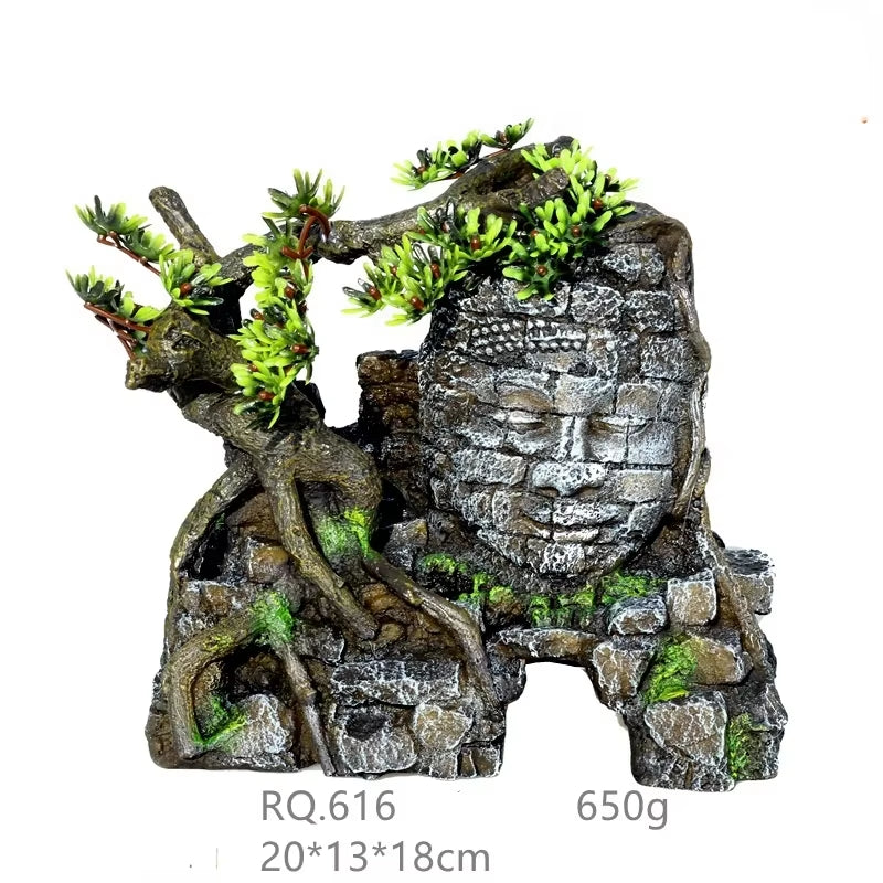 Ancient Buddha Temple Cambodia Four-Faced Shelter House Decor for Aquarium Castle Decoration Aquascaping