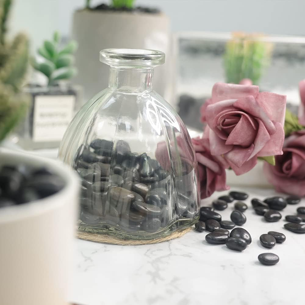 Aquarium Decorations Gravels Fish Tank Decor Black River Rocks Gravel for Plants Garden Rocks Vase Filler Potting Soil Aquarium Substrate Obsidian Decorative Plants 1.1Lb(0.5-1Inch)