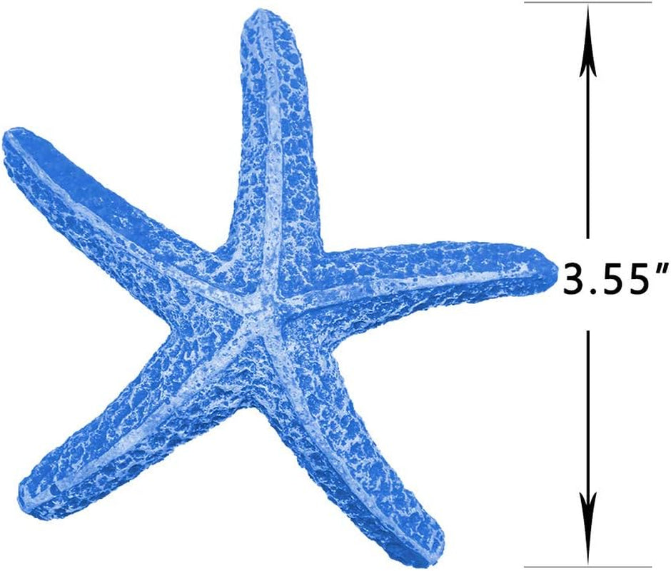 3.5 Inches Aquarium Decoration Artificial Starfish Coral Ornament Silicone Resin for Fish Tank Decor, Blue 2 Pieces