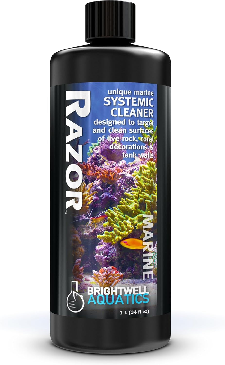 - Razor Marine - Unique Systemic Fish Tank Cleaner for Marine Aquariums - Aquarium Water Treatments, 33.8 Fl Oz