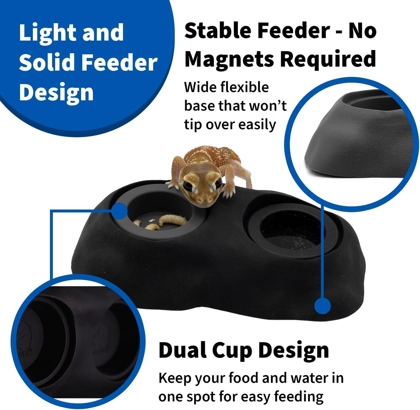 Ultimate Eco Dish, Crested Gecko Food and Water Bowl for Terrestrial Lizards, Durable Silicone Feeding Accessory for Reptile Terrariums 3.125In X 5.5In (Turquoise Marble)