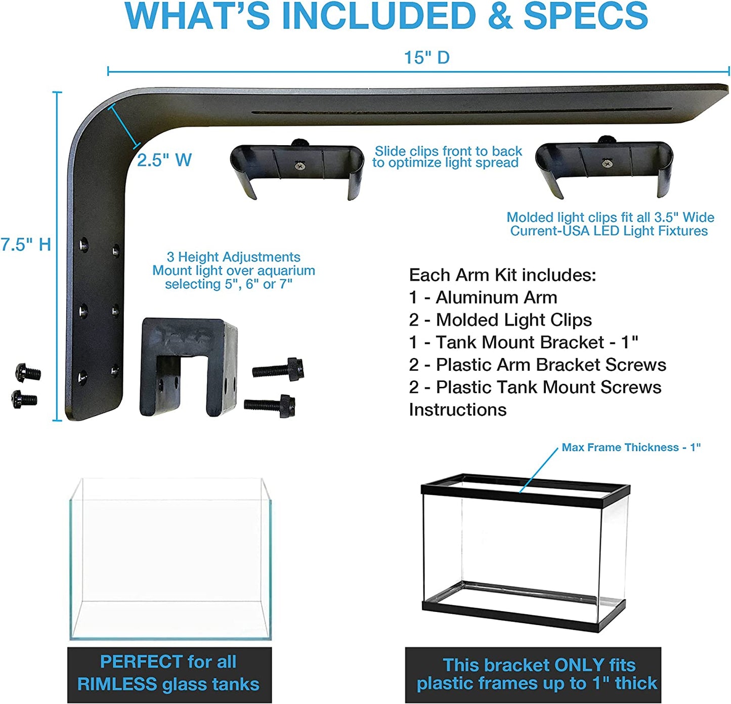 USA Orbit LED Adjustable Tank Mount Bracket (4193),Aluminum Arm