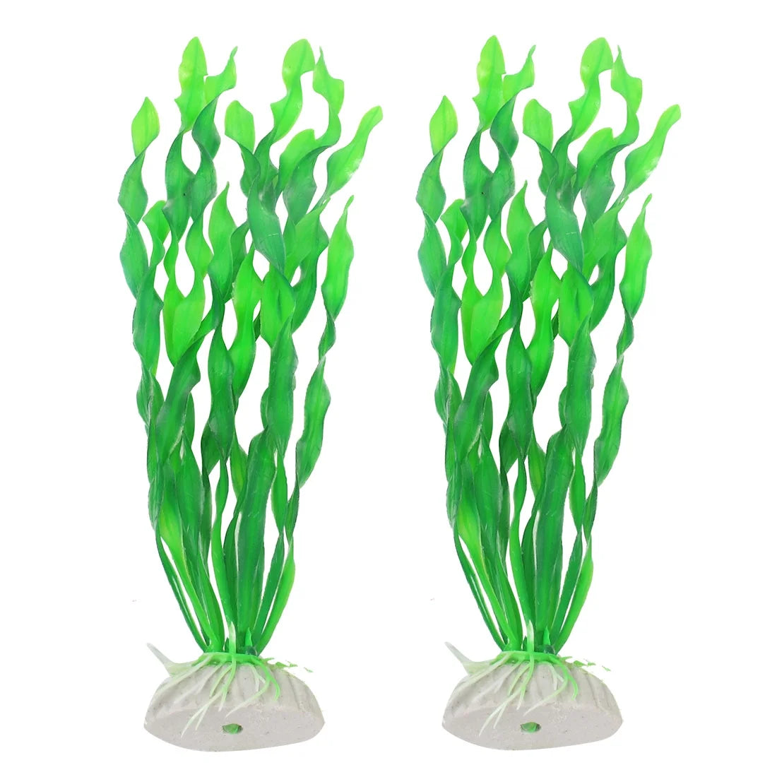 2 Pcs Fish Tank Green Man-Made Aquatic Kelp Grass Plant Ornament 12" Height