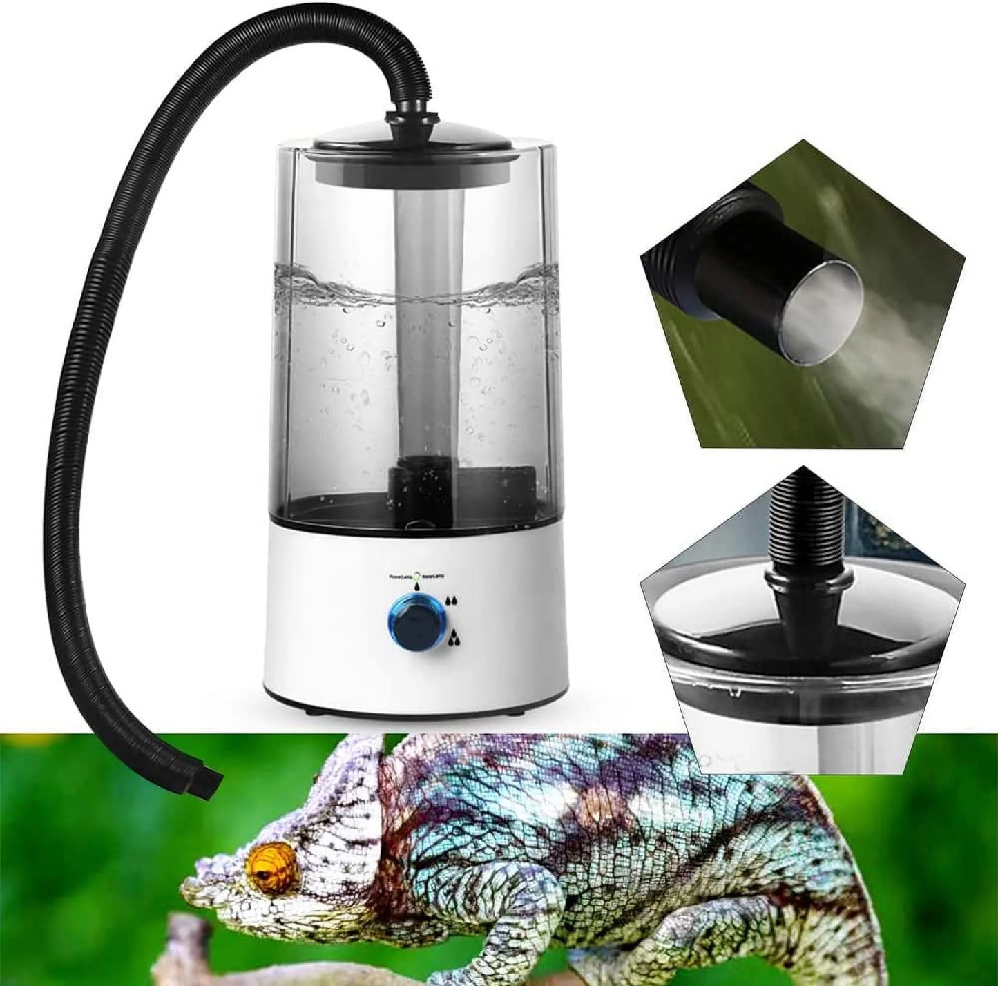 4L Electric Reptile Fogger Humidifier, Amphibians Chameleon Lizard Snake Tank Mister, Pet Fog Machine W/ 63" Adjustable Hose, Atomizer Sprayer GDAE10 for Home Farm Garden Yard AC110V