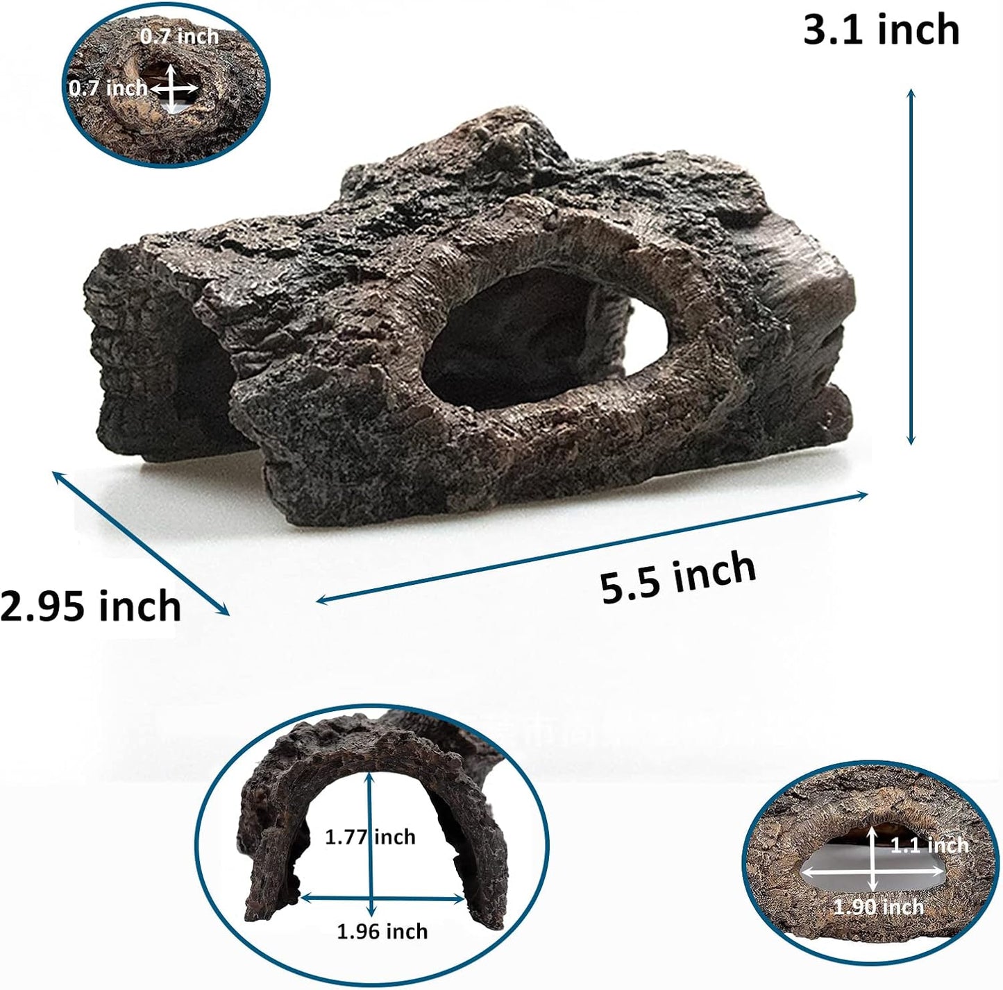 Aquarium Decoration Hollow Tree Trunk Fish Tank Decor, Betta Fish Ornament Artificial Resin Aquarium Log Fish Tank Decoration Wood with Holes & Fish Hideout Hiding Caves