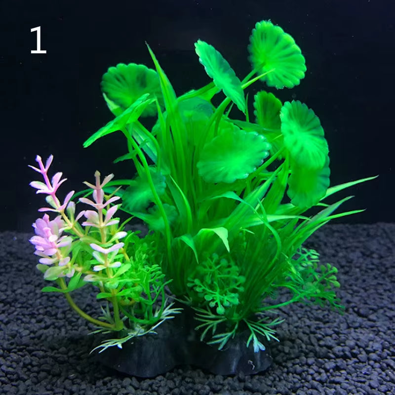 12 Kinds Artificial Aquarium Decor Plants Water Weeds Ornament Aquatic Plant Fish Tank Grass Decoration Accessories 14Cm