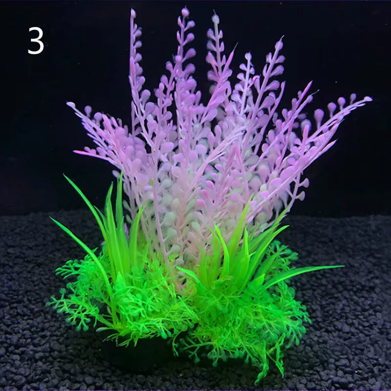 12 Kinds Artificial Aquarium Decor Plants Water Weeds Ornament Aquatic Plant Fish Tank Grass Decoration Accessories 14Cm