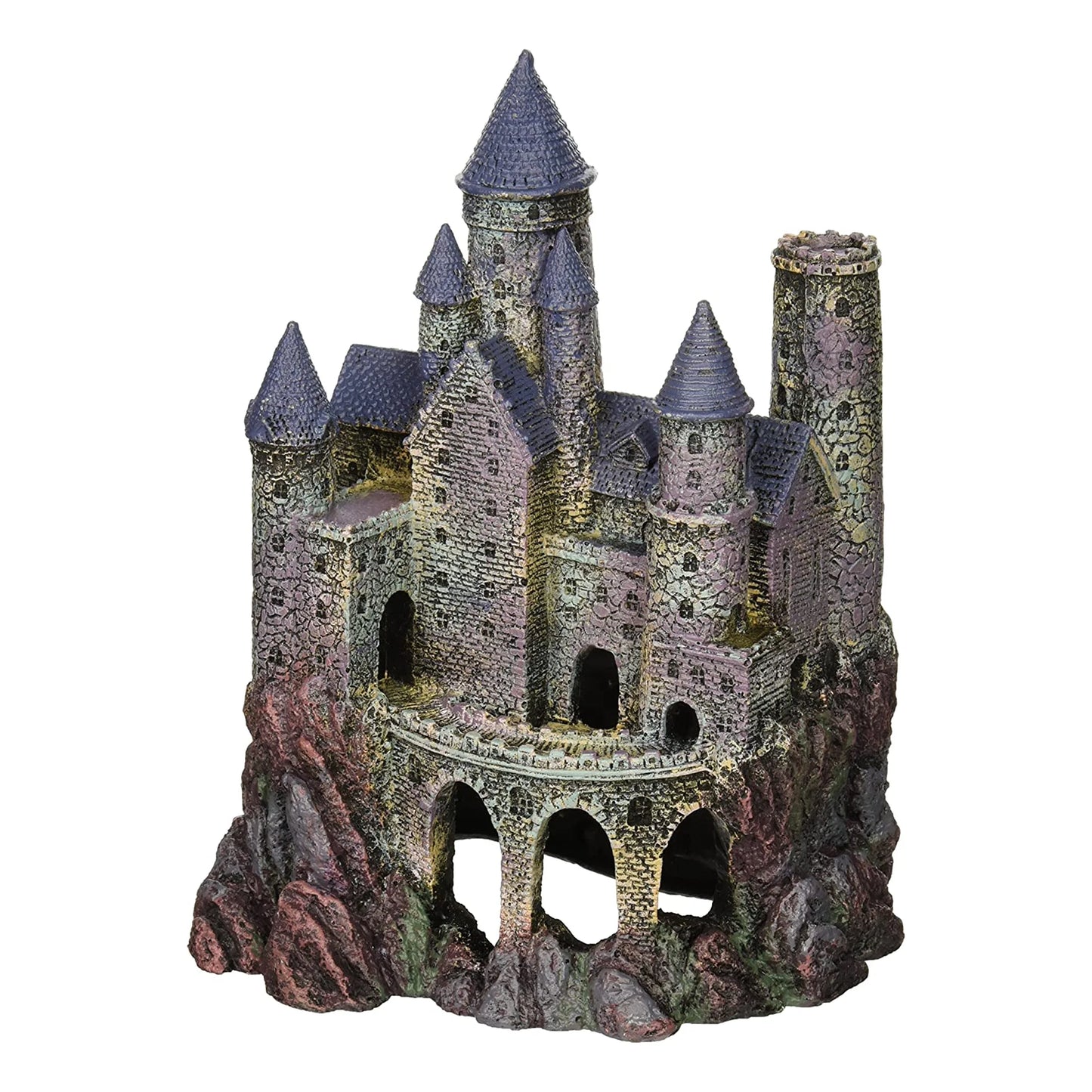 Penn Plax Age-Of-Magic Magical Resin Castle - Large Aquarium Decoration - Blue