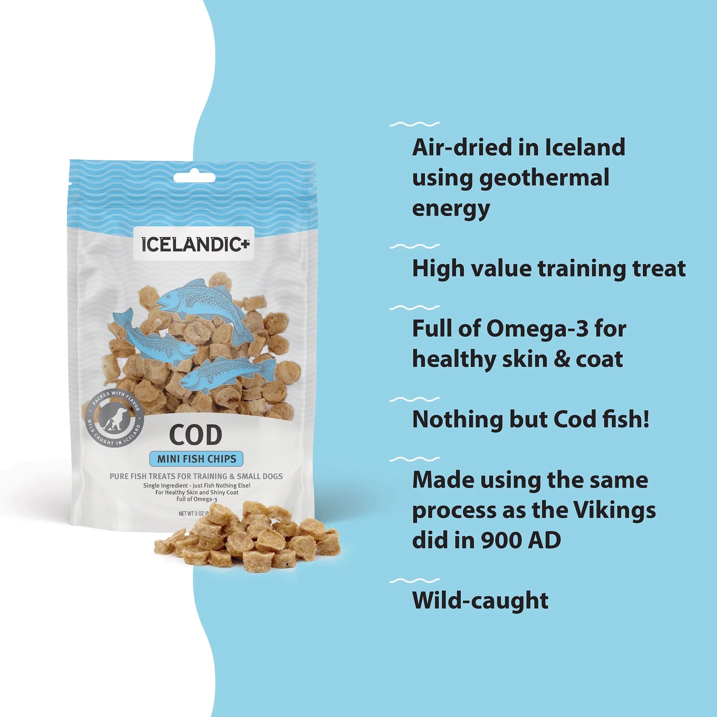 Mini Cod Fish Chips Training Dog Treat 2.5-Oz Bag