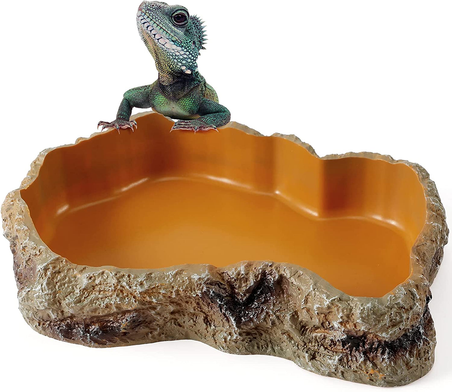 Reptile Food Water Rock Bowls - Resin Rock Worm Feeder Dish, Amphibian Feeding Bowl Terrarium Decor for Lizards, Chameleon, Leopard Gecko, Frog, Bearded Dragons, Snake, Hermit Crabs, Turtle Spider Pet