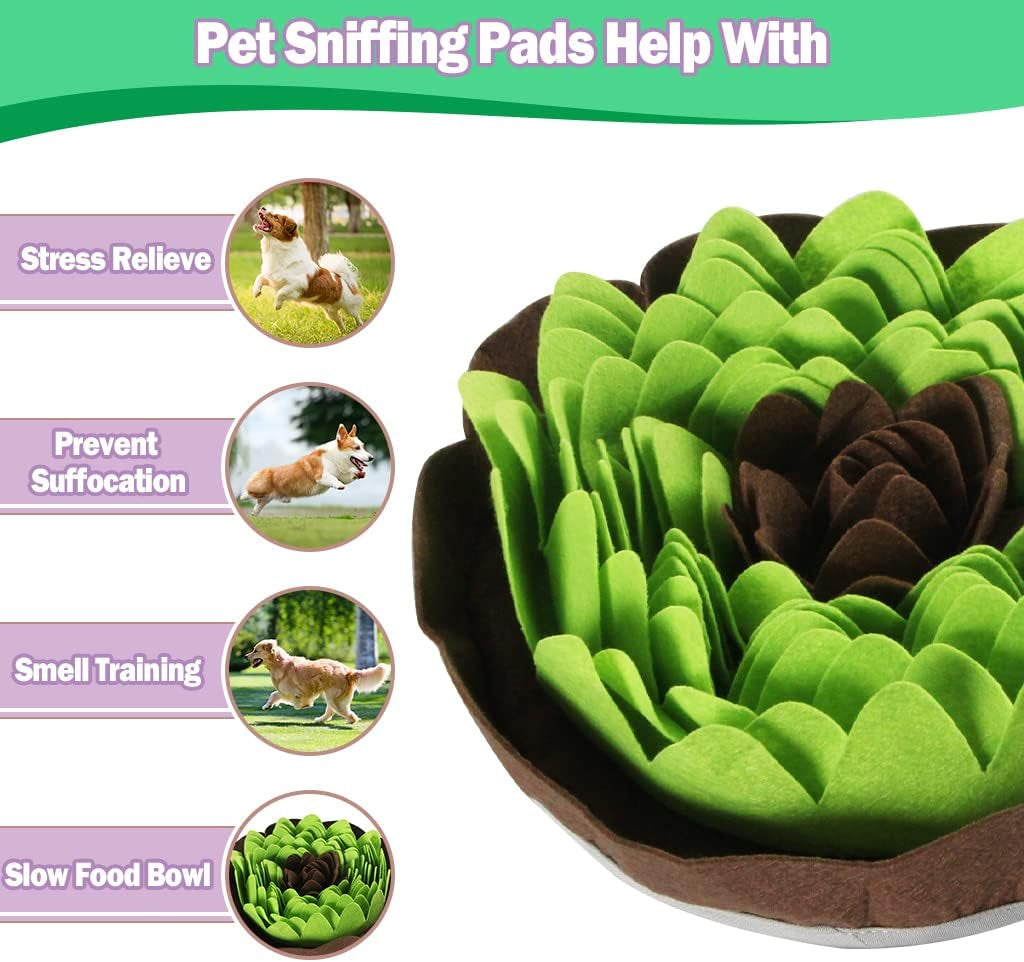 Dog Slow Feeding Mat, Pet Snuffle Mat for Dogs Training Foraging Sniffing Pad Interactive Feed Toy for Cats Dogs Portable Travel Use for Stress Release,Light Green