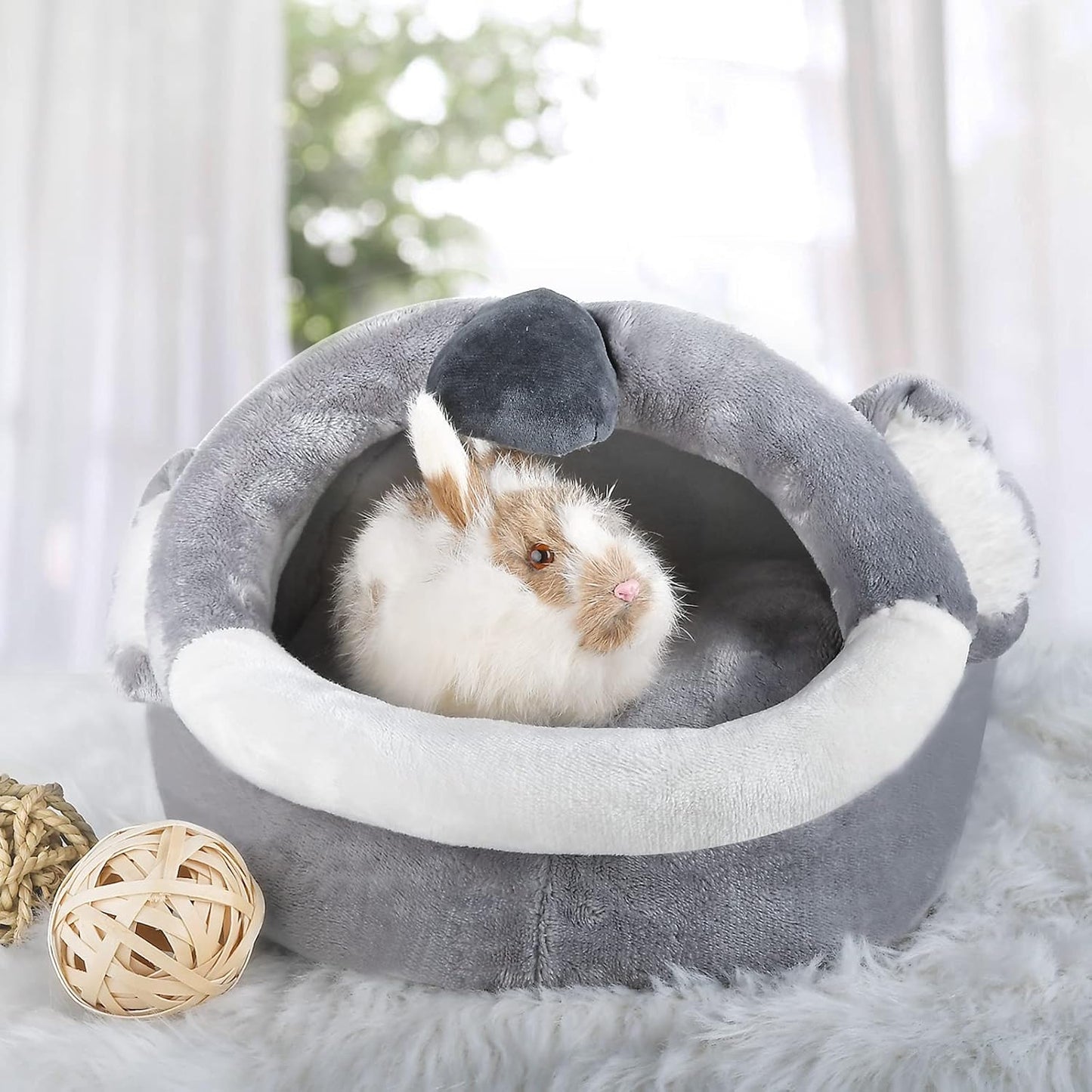 Small Animal Bed House with Bed Mat, Lovely Design and Super Soft & Warm, Made for Rabbit, Guinea Pig, Hamsters & Bunny (Koala)