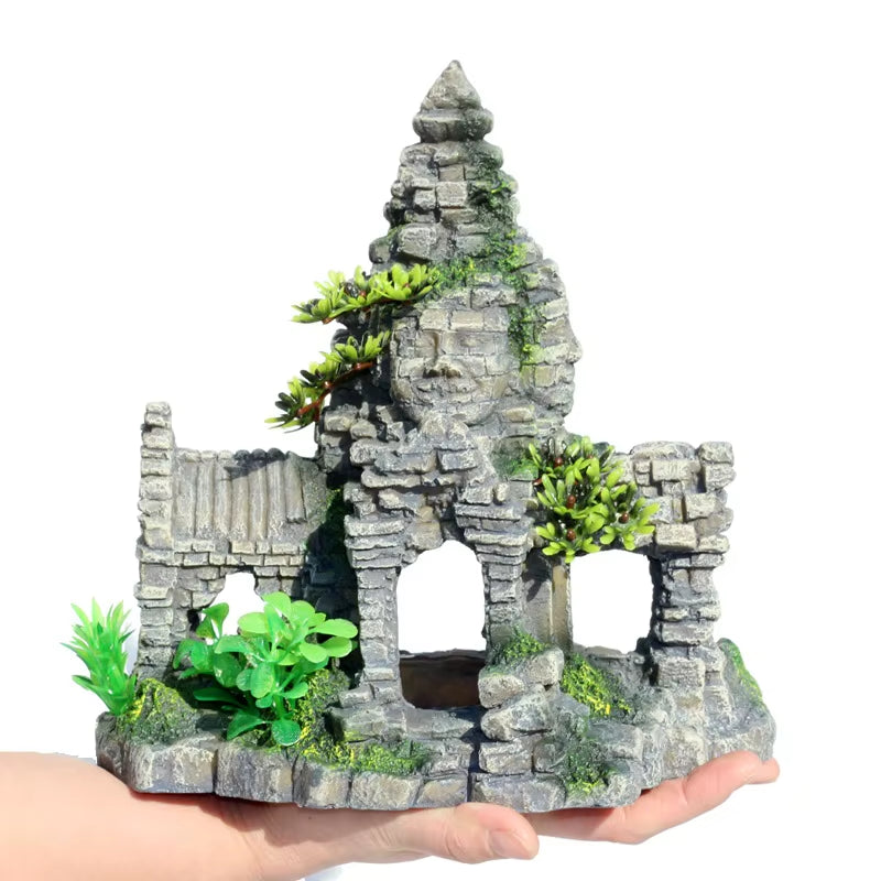 Ancient Buddha Temple Cambodia Four-Faced Shelter House Decor for Aquarium Castle Decoration Aquascaping