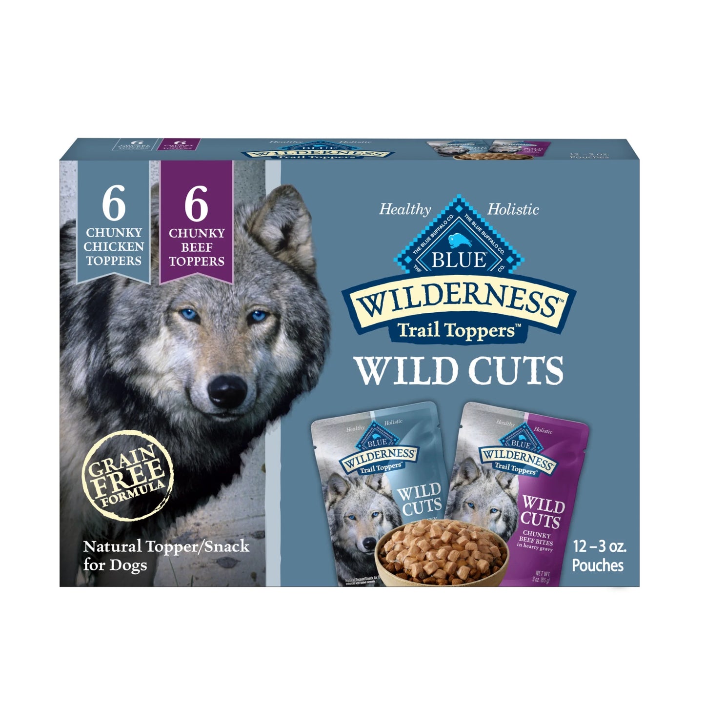 (4 Pack) Wilderness Wild Cuts Wet Dog Food Toppers, Chicken & Beef, 3-Oz. (12 Count)