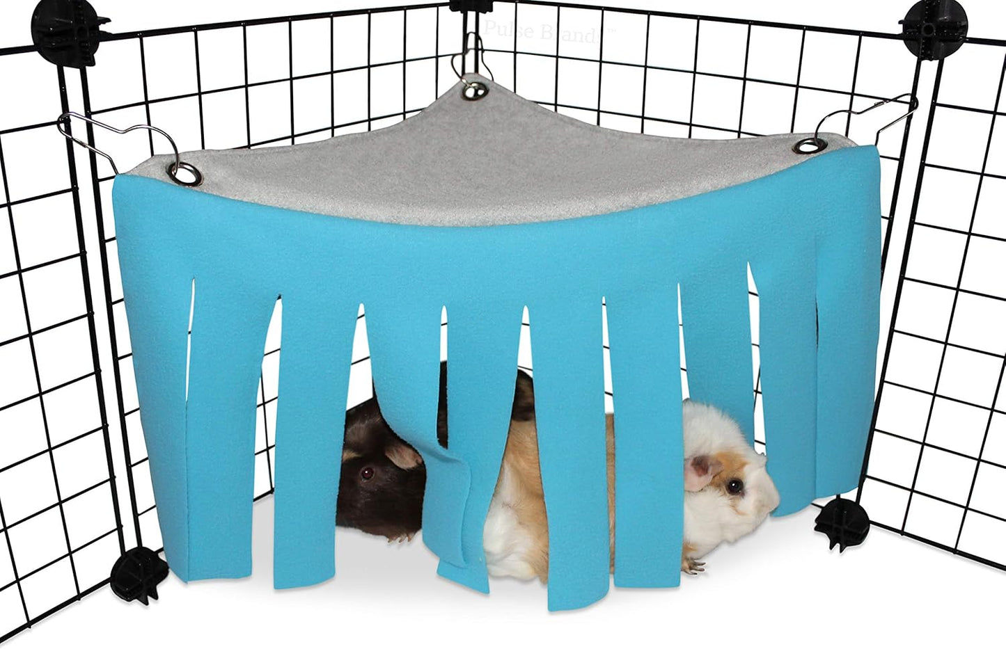 Corner Fleece Forest Hideout for Guinea Pigs, Ferrets, Chinchillas, Hedgehogs, Dwarf Rabbits and Other Small Pets - Accessories and Toys (Blue/Gray)