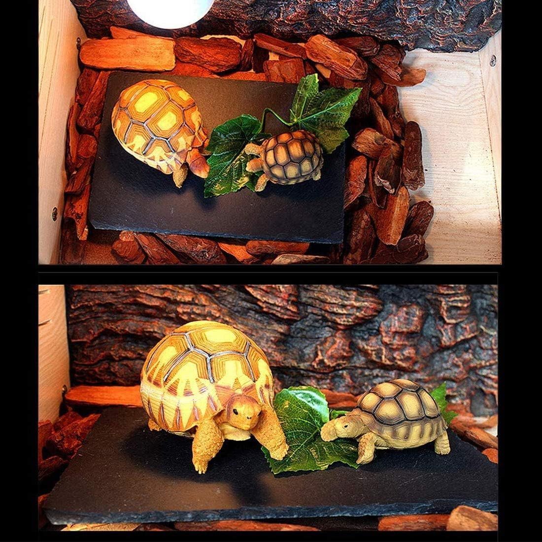 2 Pcs Reptile Basking Platform Tortoise Rock Plate Turtle Bathing Area Feeding Food Dish Resting Terrace(7.9X11.8Inch)