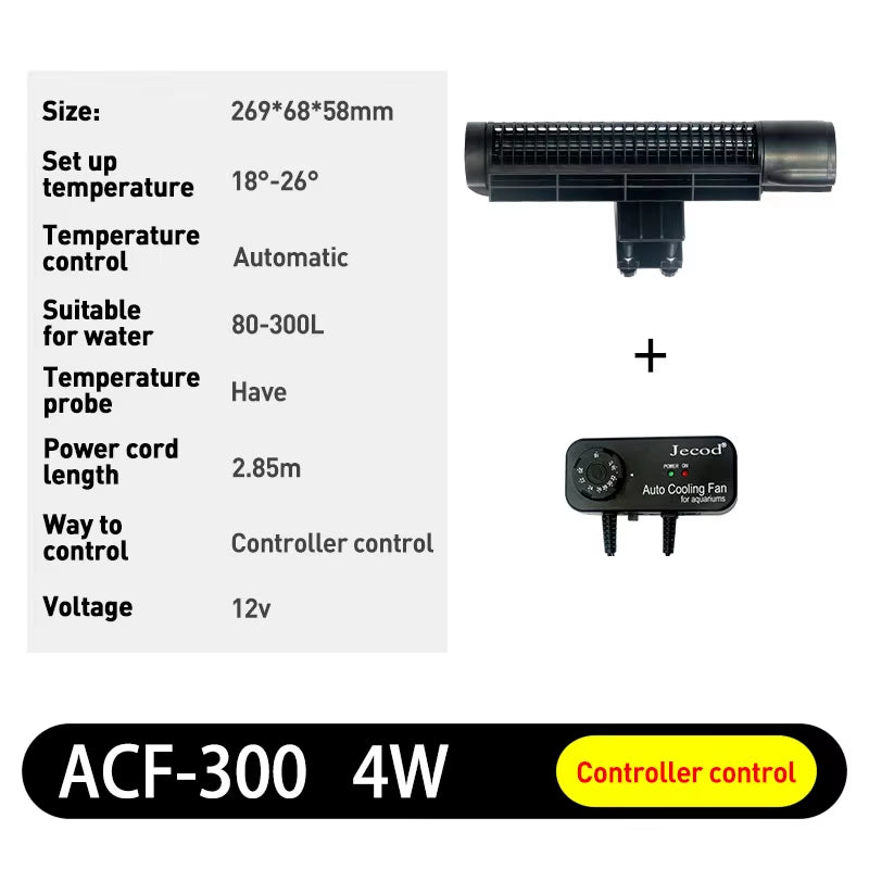 Jebao Jecod ACF Series Aquarium Cooling Fan Mute Automatic Temperature Control Fan Marine Aquarium Cooler Accessoires 12V 3W 4W