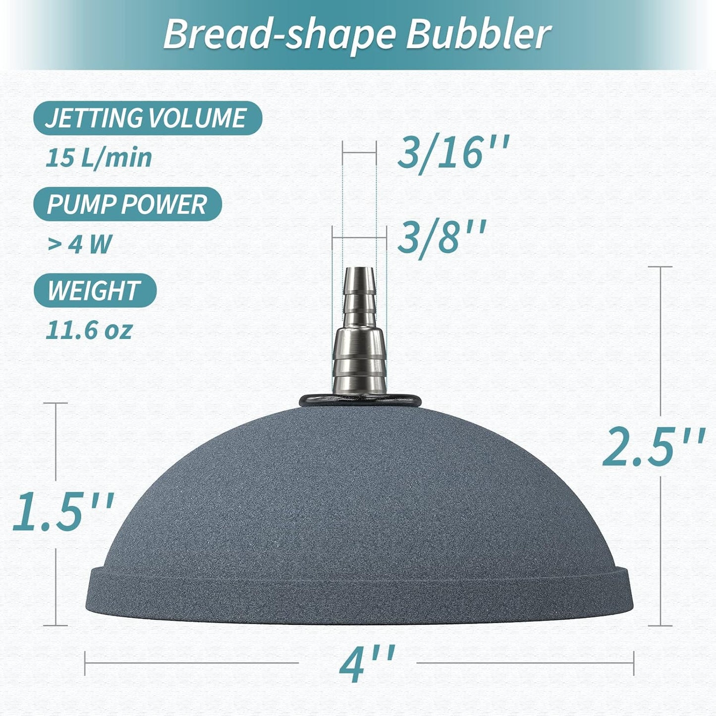 Aquarium Air Stone 4 Inch Bread, Fish Tank Air Stone Oxygen Diffuser for Air Pump Fish Tank Bucket Pond and DWC Reservoir