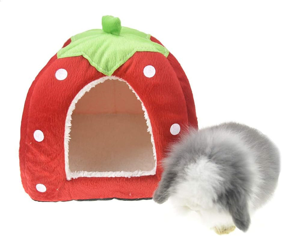 Rabbit Guinea Pig Hamster House Bed Cute Small Animal Pet Winter Warm Squirrel Hedgehog Chinchilla House Cage Nest Hamster Accessories (9X9X10 Inch (Pack of 1), A-Red)